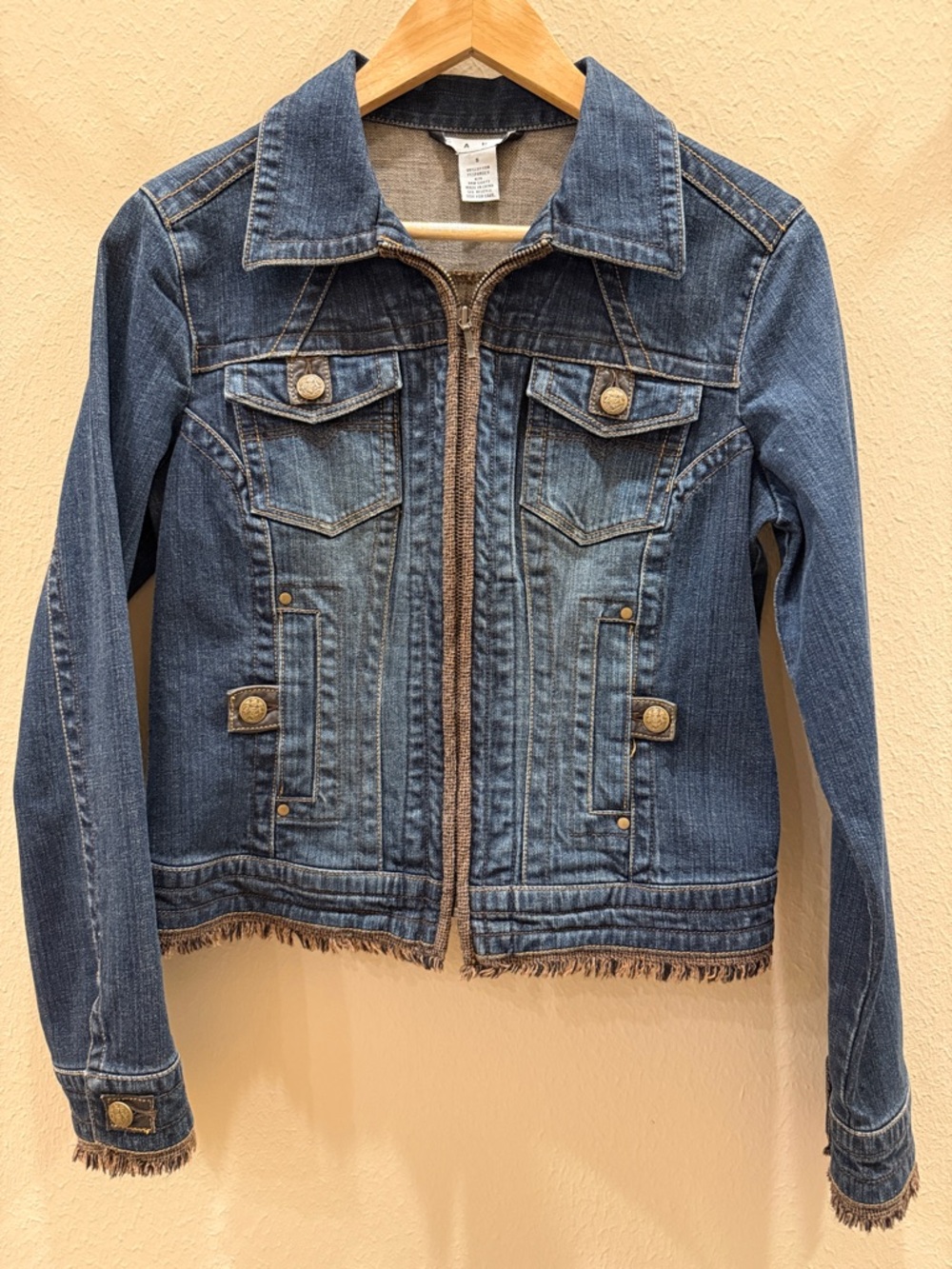 CAbi Dark Navy Denim Jacket with Contrast Weave
